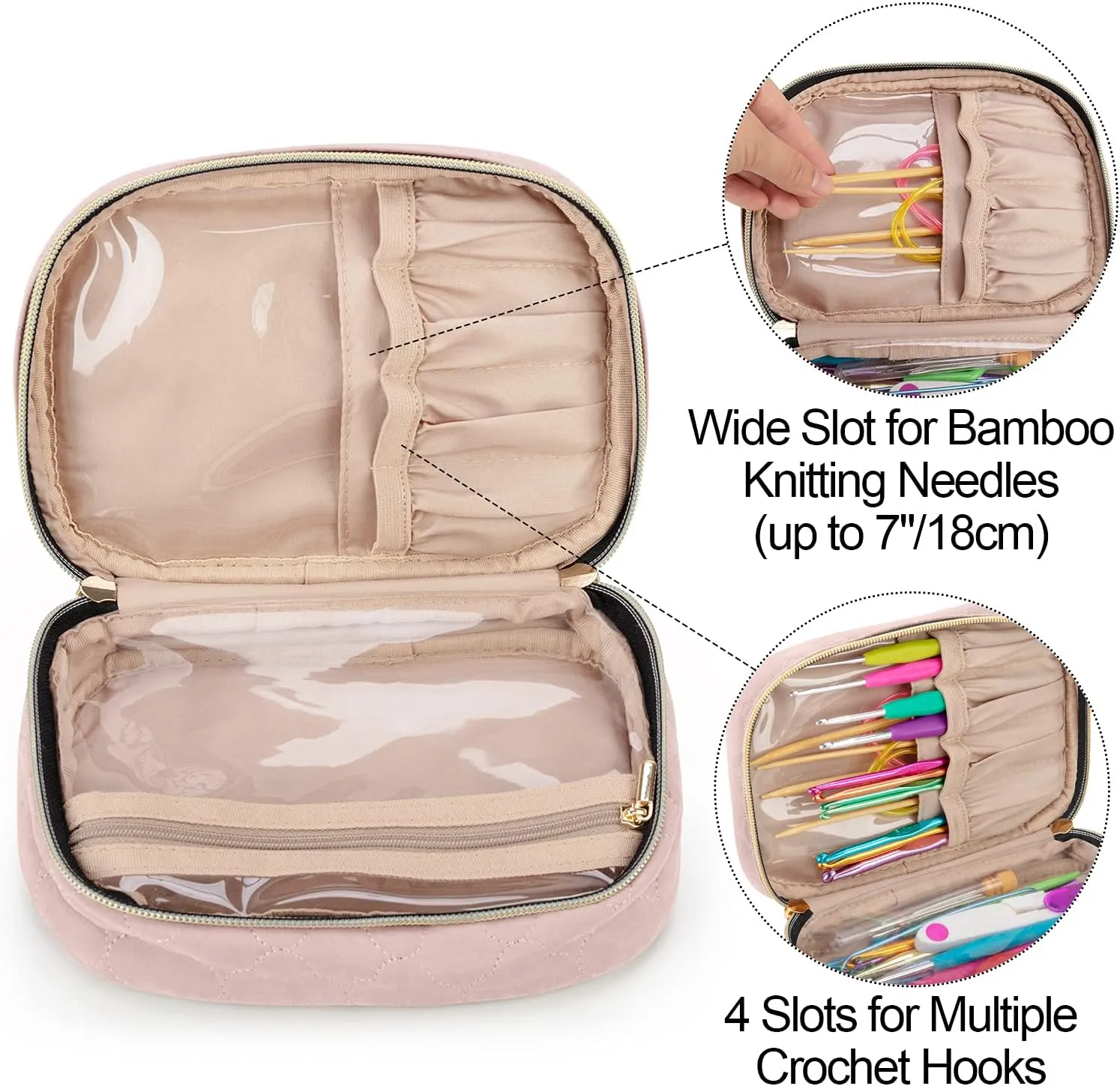 Yarwo Crochet Hook Case, Travel Organizer Bag for Crochet Hooks, Aluminum Crochet Hooks, and Crochet supplies, Dusty Rose (Bag Only)