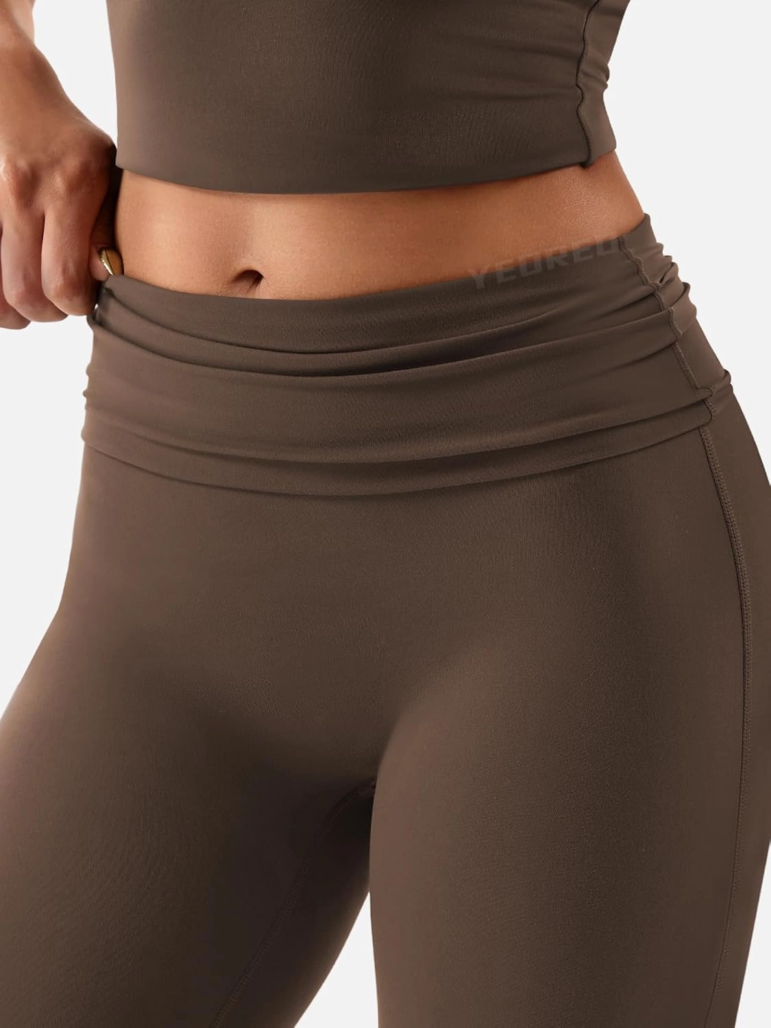 YEOREO Romola Women Yoga Pants Flare Leggings with Tummy Control High Waist Fold Over Bootcut Wide Legs Workout Legging