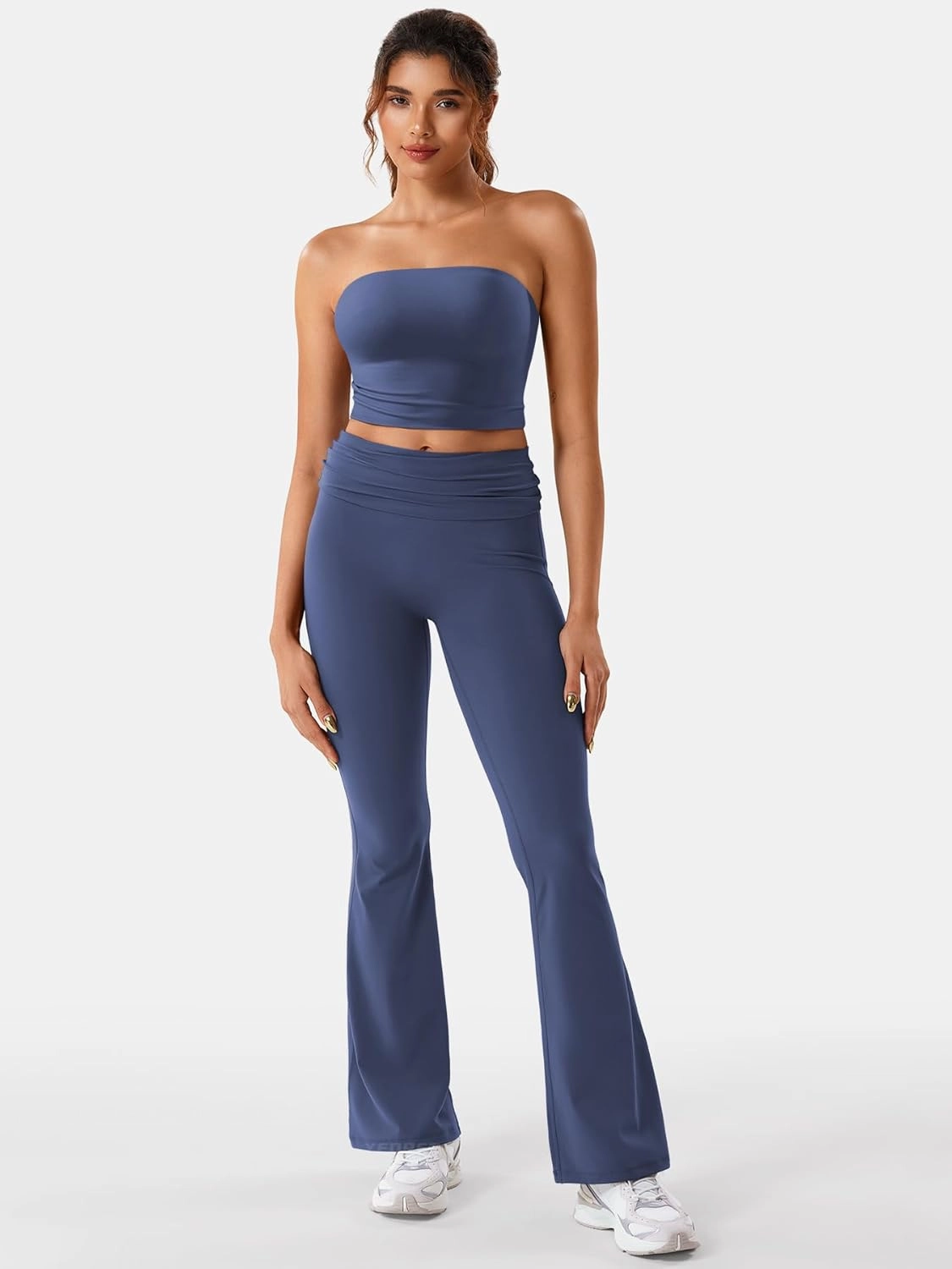 YEOREO Romola Women Yoga Pants Flare Leggings with Tummy Control High Waist Fold Over Bootcut Wide Legs Workout Legging