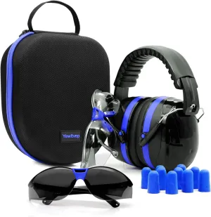 Yewltvep Gun Range Ear Protection Kit Including Shooting Ear Protection Earmuffs, Gun safety Glasses, Earplugs, Storage case