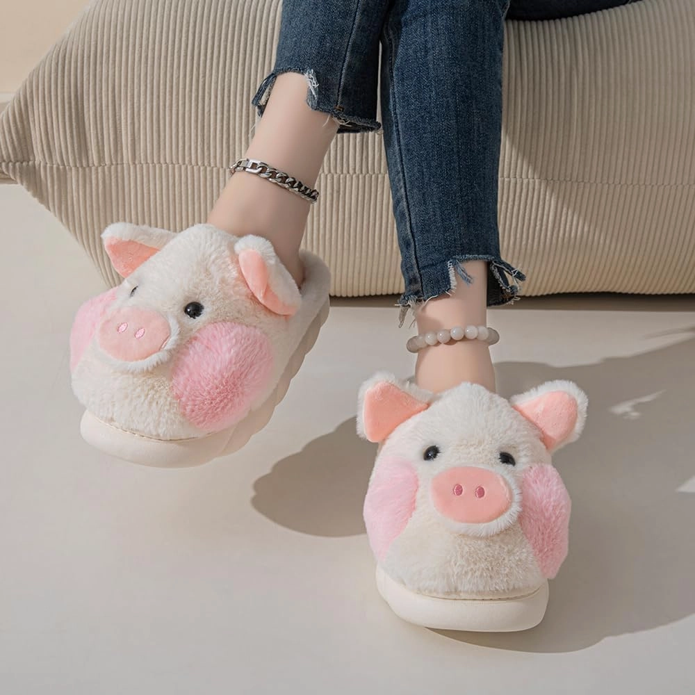 YILANLAN Adult Cotton Slippers PIg Slippers Home Slippers Plush Slippers Animal Slippers