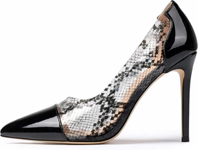 YODEKS Women's Slip-on Pumps High Heels Pointy Toe Sexy Clear Stiletto Elegant Comfort 10CM Transparent Party Office Business Heeled Shoes