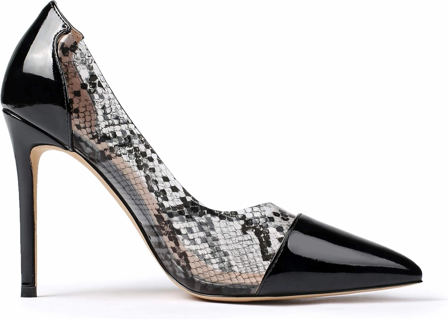 YODEKS Women's Slip-on Pumps High Heels Pointy Toe Sexy Clear Stiletto Elegant Comfort 10CM Transparent Party Office Business Heeled Shoes