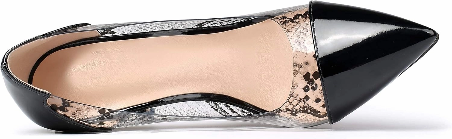 YODEKS Women's Slip-on Pumps High Heels Pointy Toe Sexy Clear Stiletto Elegant Comfort 10CM Transparent Party Office Business Heeled Shoes