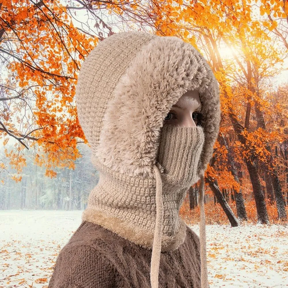 Zcargel 3 in 1 Women's Winter Hat, Women Balaclava Hat 55cm-60cm Warm Neck Warmer Sets Thick Soft Knitted for Outdoor Skiing