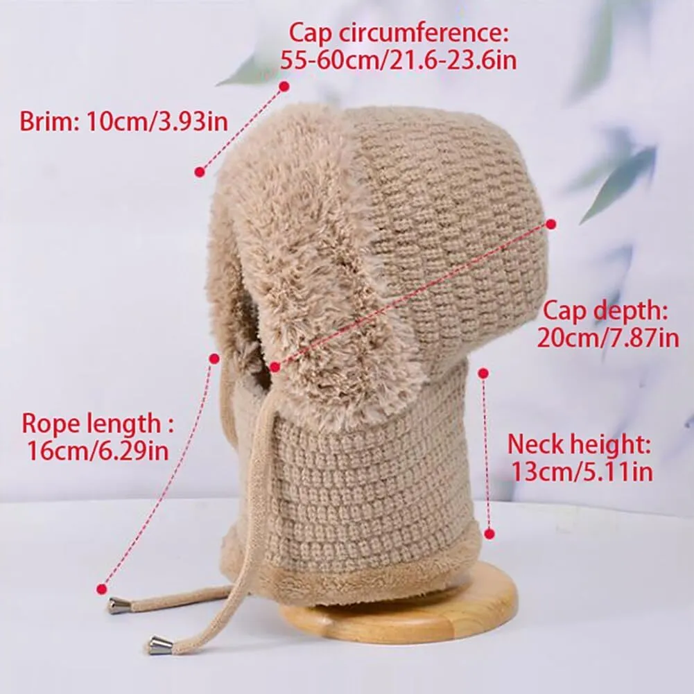 Zcargel 3 in 1 Women's Winter Hat, Women Balaclava Hat 55cm-60cm Warm Neck Warmer Sets Thick Soft Knitted for Outdoor Skiing