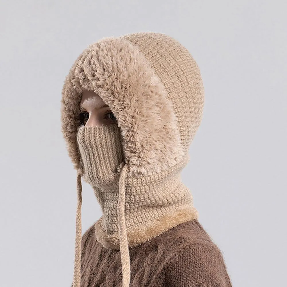 Zcargel 3 in 1 Women's Winter Hat, Women Balaclava Hat 55cm-60cm Warm Neck Warmer Sets Thick Soft Knitted for Outdoor Skiing