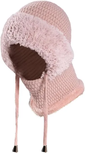 Zcargel 3 in 1 Women's Winter Hat, Women Balaclava Hat 55cm-60cm Warm Neck Warmer Sets Thick Soft Knitted for Outdoor Skiing