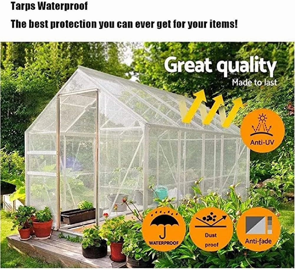 ZHANGQINGXIU Transparent Tarps Tarpaulin Waterproof Heavy Duty Terrace Wind/rain/Sun Protection with Eyelets 0.15mm PVC Soft Film Tear Resistance, 23 Sizes (Color : Clear, Size : 2x4m)