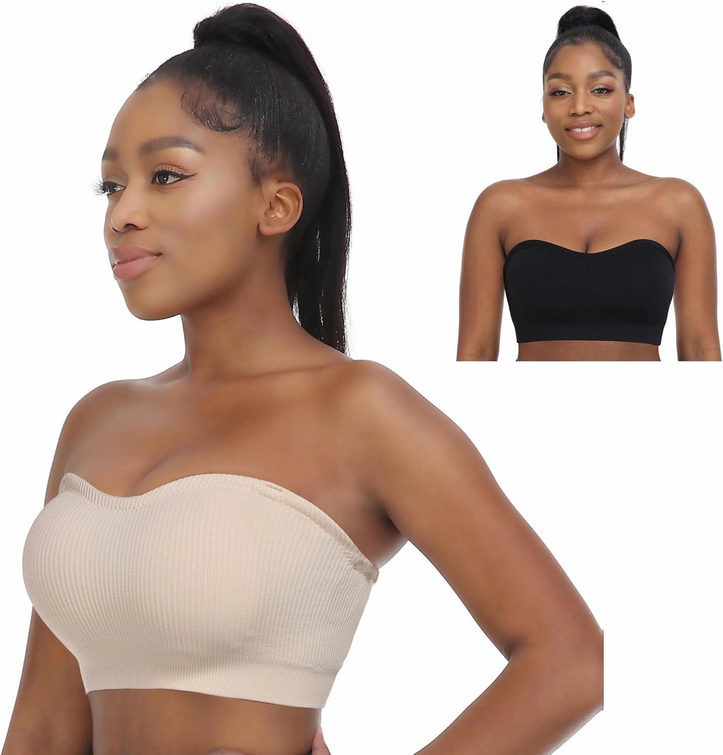 Zimcti Strapless Bras for Women Comfortable Non-Slip Silicone Bandeau Bra Seamless Tube to Bralette