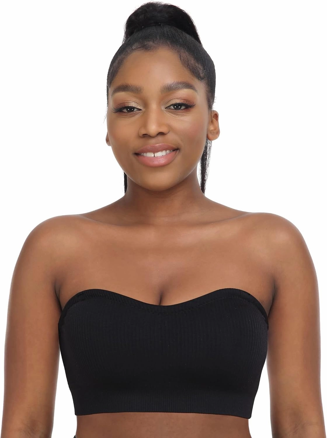 Zimcti Strapless Bras for Women Comfortable Non-Slip Silicone Bandeau Bra Seamless Tube to Bralette