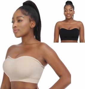 Zimcti Strapless Bras for Women Comfortable Non-Slip Silicone Bandeau Bra Seamless Tube to Bralette