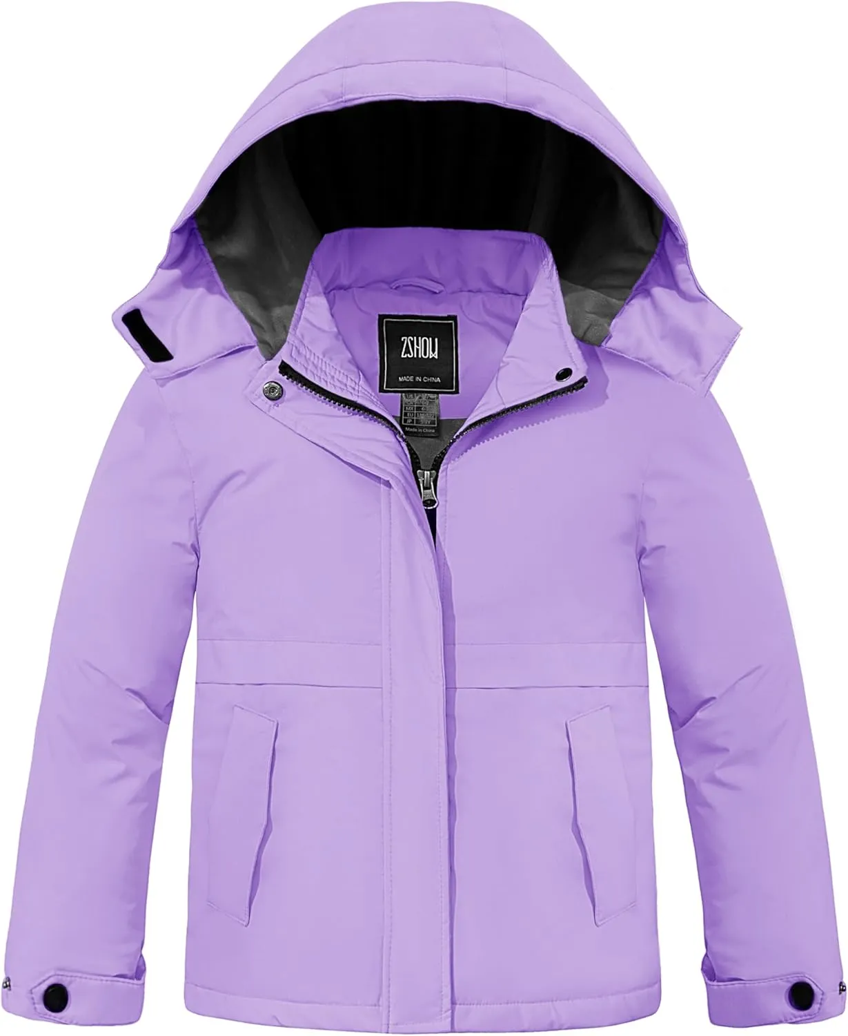 ZSHOW Girls' Waterproof Ski Jacket Warm Winter Coat Thicken Quilted Fleece Lined Parka