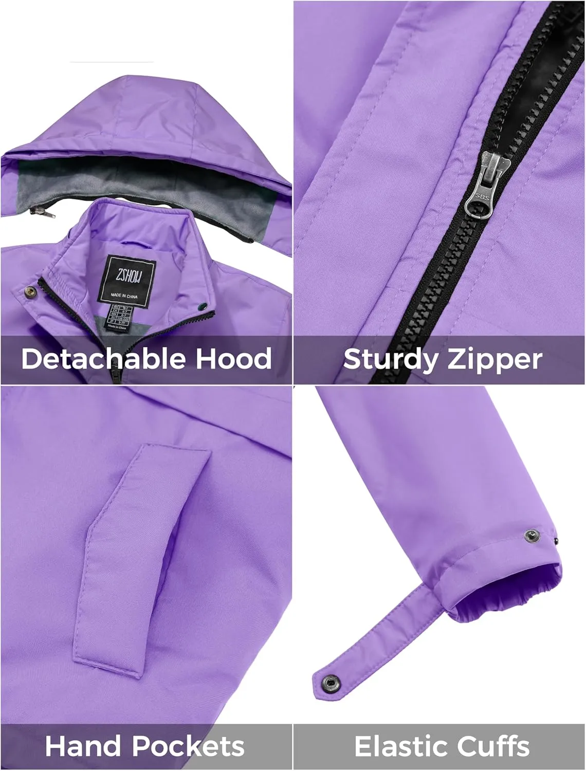 ZSHOW Girls' Waterproof Ski Jacket Warm Winter Coat Thicken Quilted Fleece Lined Parka
