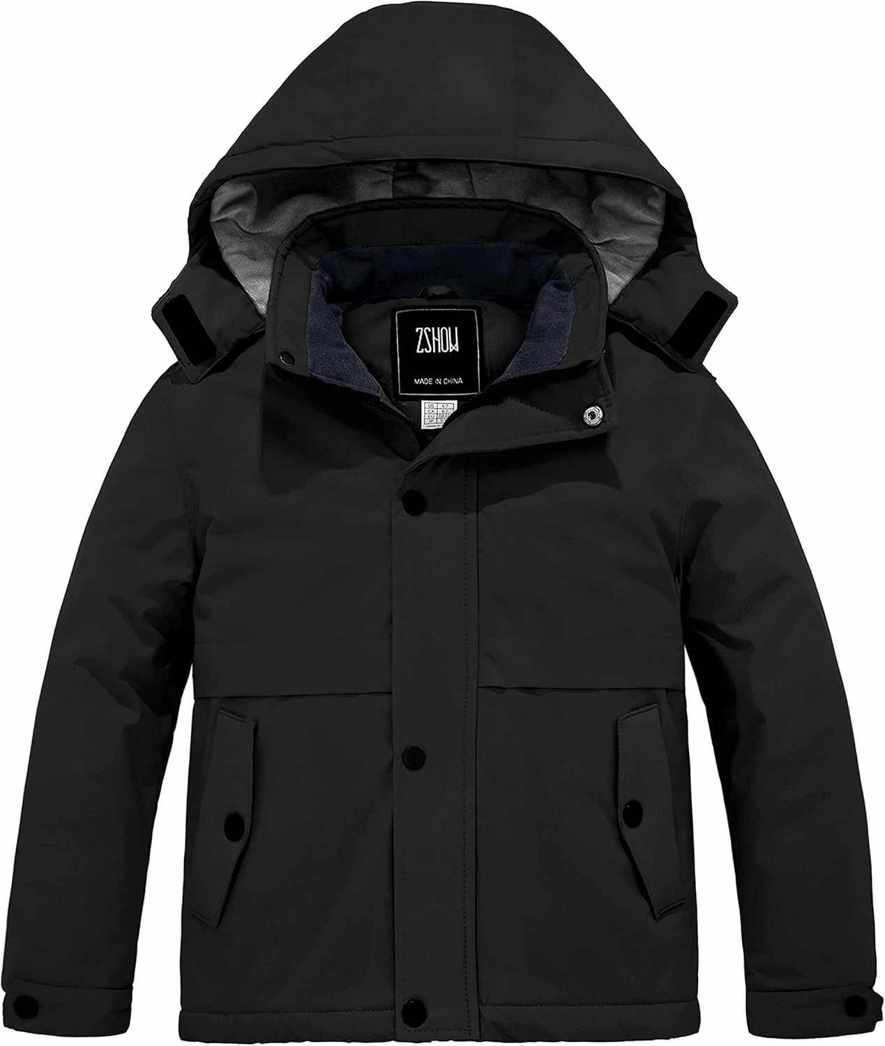 ZSHOW Boys' Waterproof Ski Jacket Hooded Fleece Lined Raincoat Warm Winter Coat