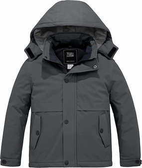 ZSHOW Boys' Waterproof Ski Jacket Hooded Fleece Lined Raincoat Warm Winter Coat