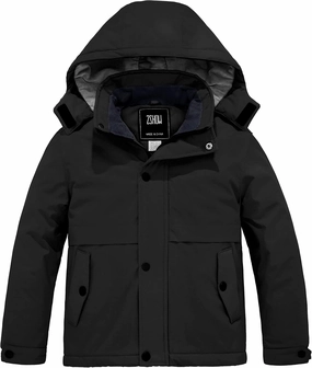 ZSHOW Boys' Waterproof Ski Jacket Hooded Fleece Lined Raincoat Warm Winter Coat