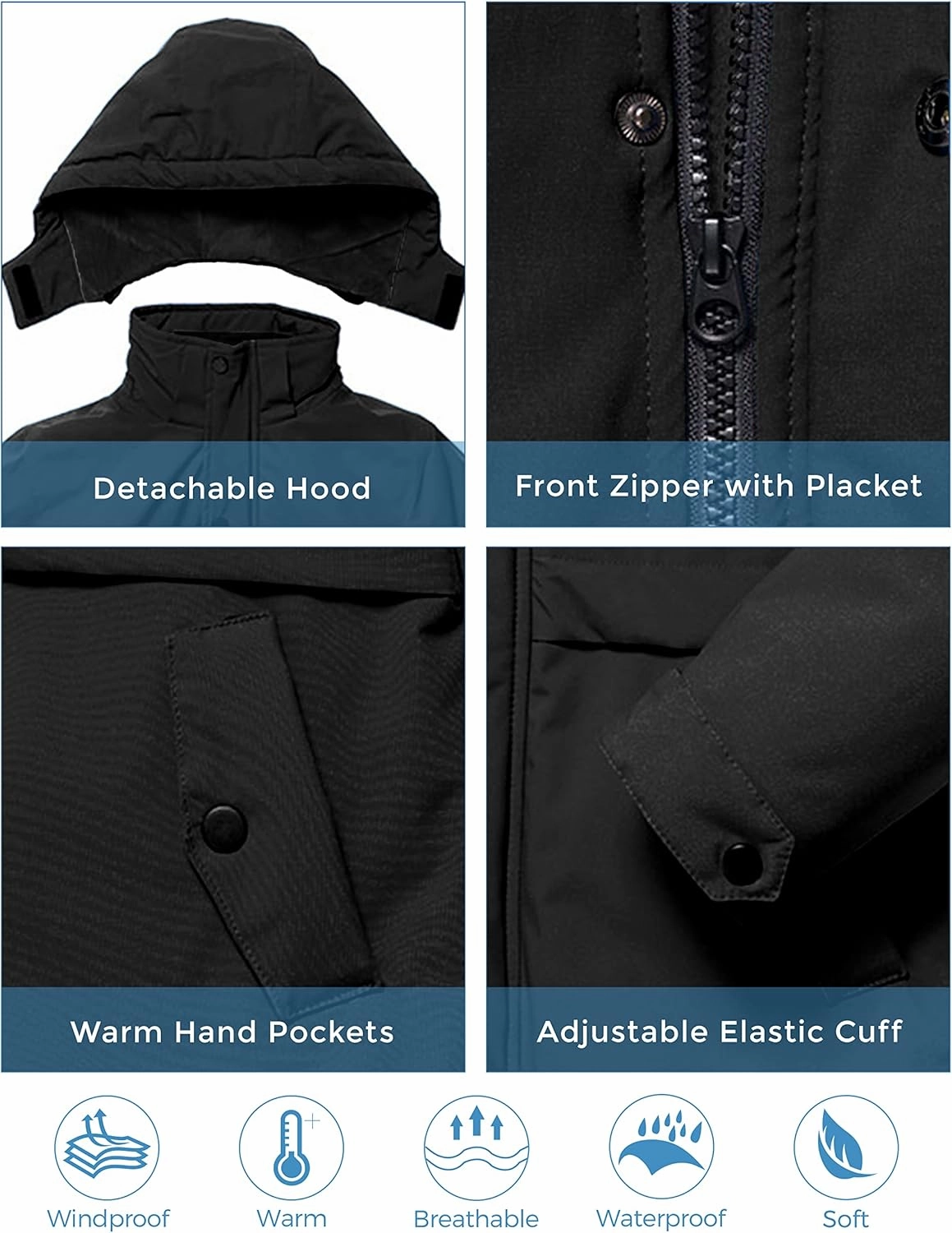 ZSHOW Boys' Waterproof Ski Jacket Hooded Fleece Lined Raincoat Warm Winter Coat