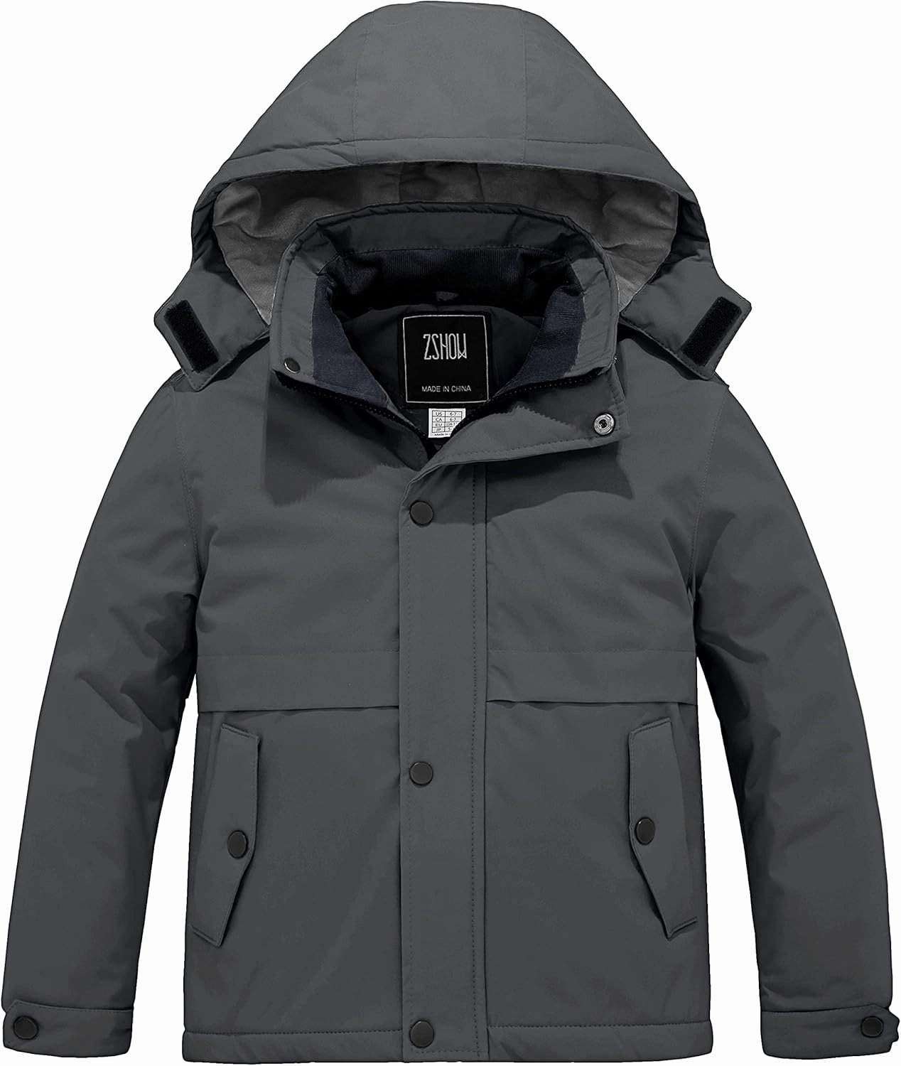 ZSHOW Boys' Waterproof Ski Jacket Hooded Fleece Lined Raincoat Warm Winter Coat
